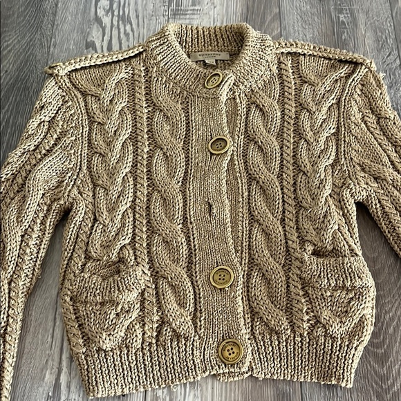 Burberry Beige Cable Knit Cardigan - Picture 1 of 13